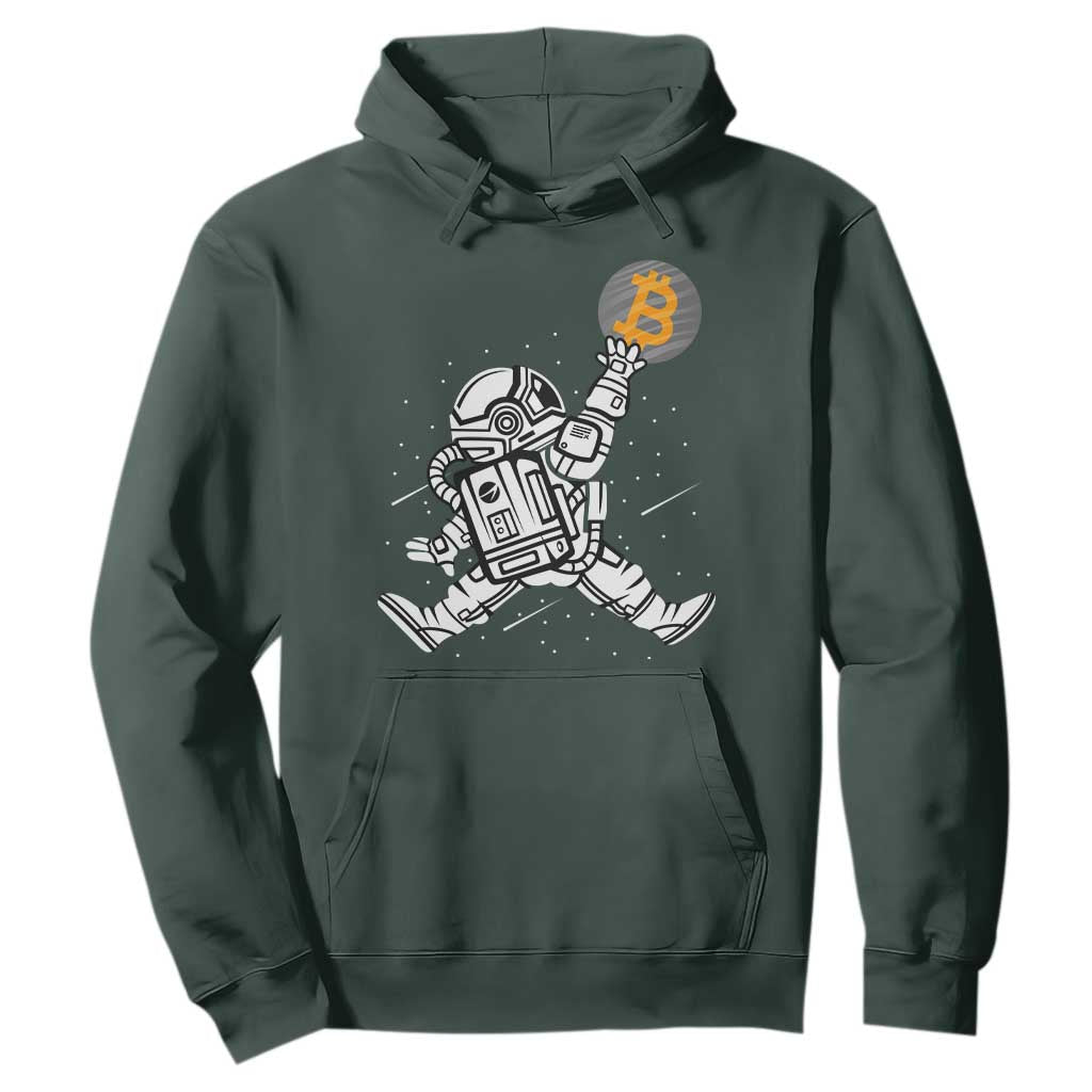 Funny Crypto Investing Hoodie Bitcoin HODL BTC Astronaut Trader TS02 Dark Forest Green Print Your Wear