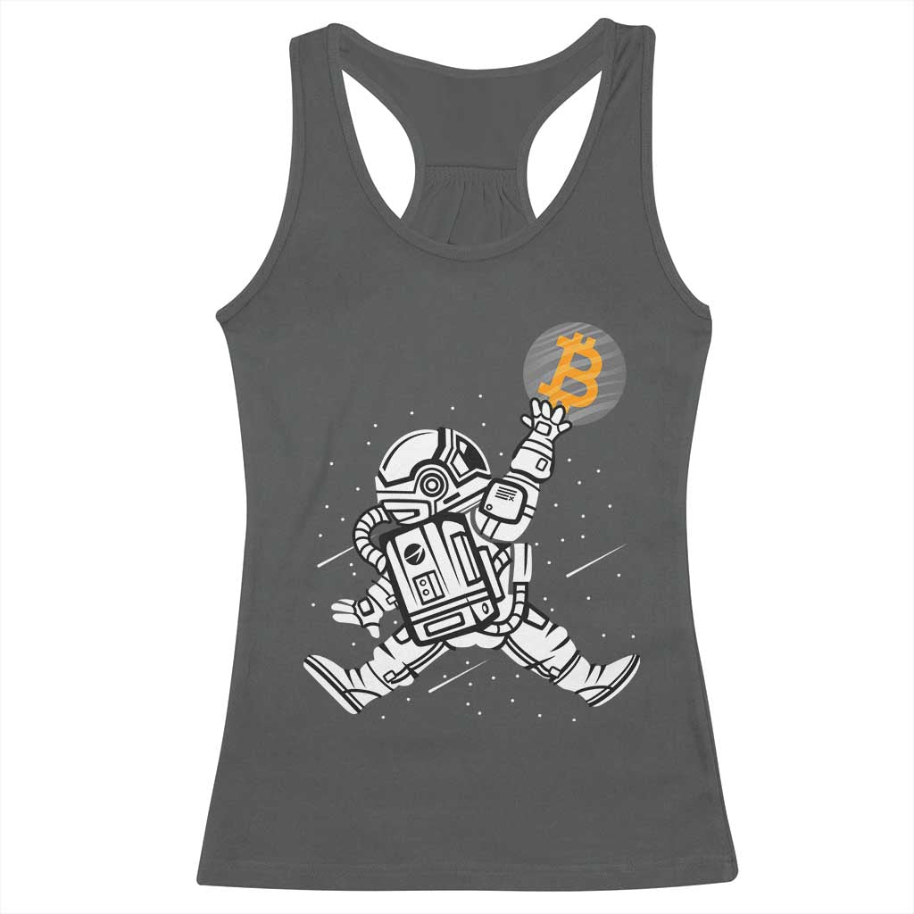 Funny Crypto Investing Racerback Tank Top Bitcoin HODL BTC Astronaut Trader TS02 Dark Heather Print Your Wear