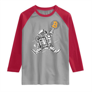 Funny Crypto Investing Raglan Shirt Bitcoin HODL BTC Astronaut Trader TS02 Sport Gray Red Print Your Wear