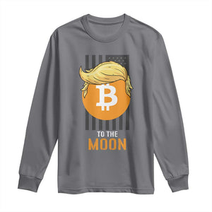 Funny Trump Crypto Investing Long Sleeve Shirt To The Moon Bitcoin Hodler American Flag TS02 Charcoal Print Your Wear