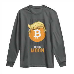 Funny Trump Crypto Investing Long Sleeve Shirt To The Moon Bitcoin Hodler American Flag TS02 Dark Heather Print Your Wear