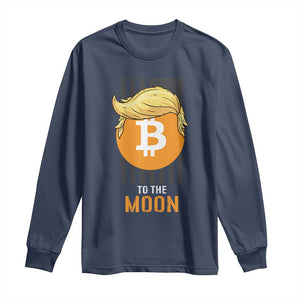 Funny Trump Crypto Investing Long Sleeve Shirt To The Moon Bitcoin Hodler American Flag TS02 Navy Print Your Wear