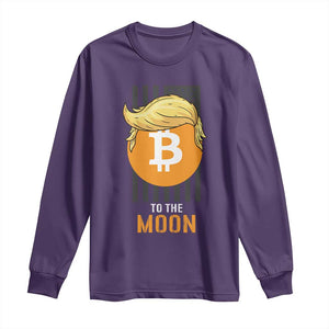 Funny Trump Crypto Investing Long Sleeve Shirt To The Moon Bitcoin Hodler American Flag TS02 Purple Print Your Wear