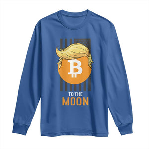 Funny Trump Crypto Investing Long Sleeve Shirt To The Moon Bitcoin Hodler American Flag TS02 Royal Blue Print Your Wear