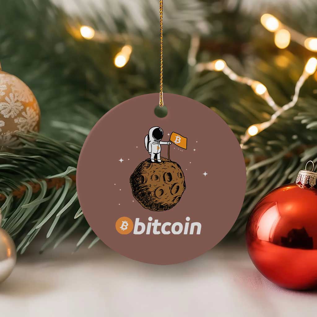 Funny Crypto Investing Ceramic Ornament Bitcoin BTC Crypto to the Moon Graphic Featuring Astronaut TS02 1pc Mocha Print Your Wear