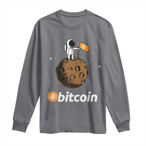 Funny Crypto Investing Long Sleeve Shirt Bitcoin BTC Crypto to the Moon Graphic Featuring Astronaut TS02 Charcoal Print Your Wear