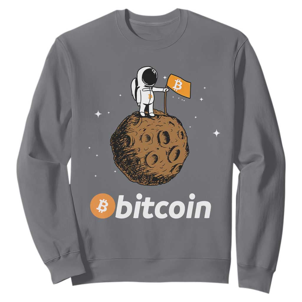 Funny Crypto Investing Sweatshirt Bitcoin BTC Crypto to the Moon Graphic Featuring Astronaut TS02 Charcoal Print Your Wear