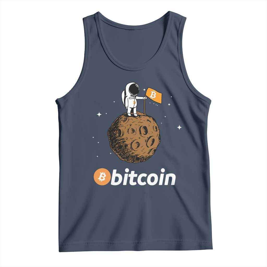 Funny Crypto Investing Tank Top Bitcoin BTC Crypto to the Moon Graphic Featuring Astronaut TS02 Navy Print Your Wear