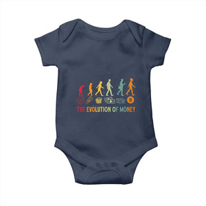 Funny Crypto Investing Baby Onesie The Evolution Of Money Bitcoin BTC Cryptocurrency TS02 Navy Print Your Wear