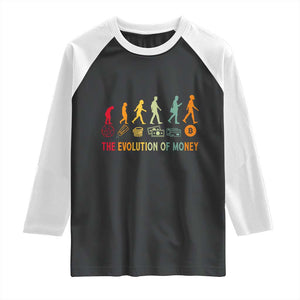 Funny Crypto Investing Raglan Shirt The Evolution Of Money Bitcoin BTC Cryptocurrency TS02 Black White Print Your Wear