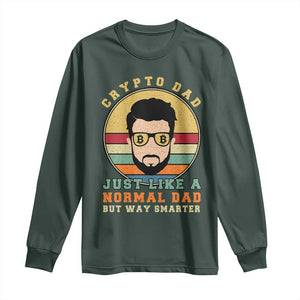 Funny Crypto Dad Long Sleeve Shirt Just Like A Normal Dad But Way Cooler Cryptocurrency Retro TS02 Dark Forest Green Print Your Wear