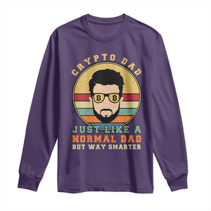 Funny Crypto Dad Long Sleeve Shirt Just Like A Normal Dad But Way Cooler Cryptocurrency Retro TS02 Purple Print Your Wear