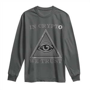 Funny Crypto Long Sleeve Shirt In Crypto We Trust Bitcoin Cryptocurrency TS02 Dark Heather Print Your Wear