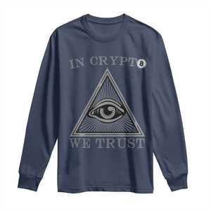 Funny Crypto Long Sleeve Shirt In Crypto We Trust Bitcoin Cryptocurrency TS02 Navy Print Your Wear