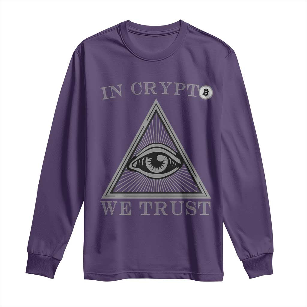 Funny Crypto Long Sleeve Shirt In Crypto We Trust Bitcoin Cryptocurrency TS02 Purple Print Your Wear