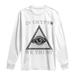 Funny Crypto Long Sleeve Shirt In Crypto We Trust Bitcoin Cryptocurrency TS02 White Print Your Wear