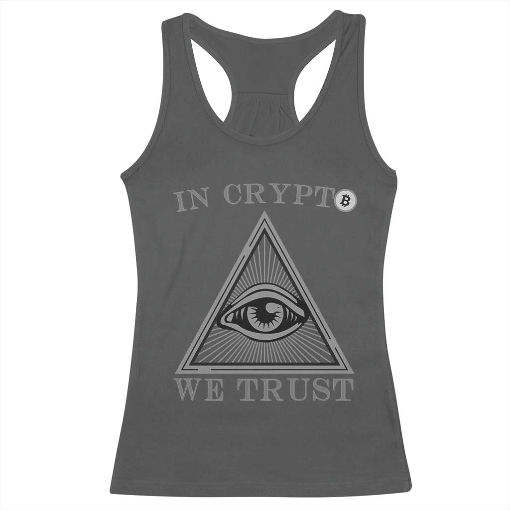Funny Crypto Racerback Tank Top In Crypto We Trust Bitcoin Cryptocurrency TS02 Dark Heather Print Your Wear