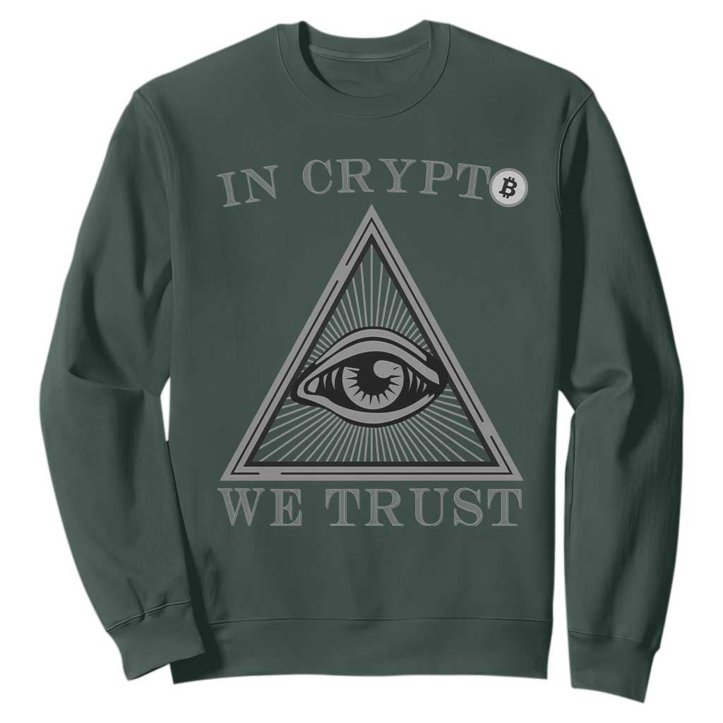 Funny Crypto Sweatshirt In Crypto We Trust Bitcoin Cryptocurrency TS02 Dark Forest Green Print Your Wear