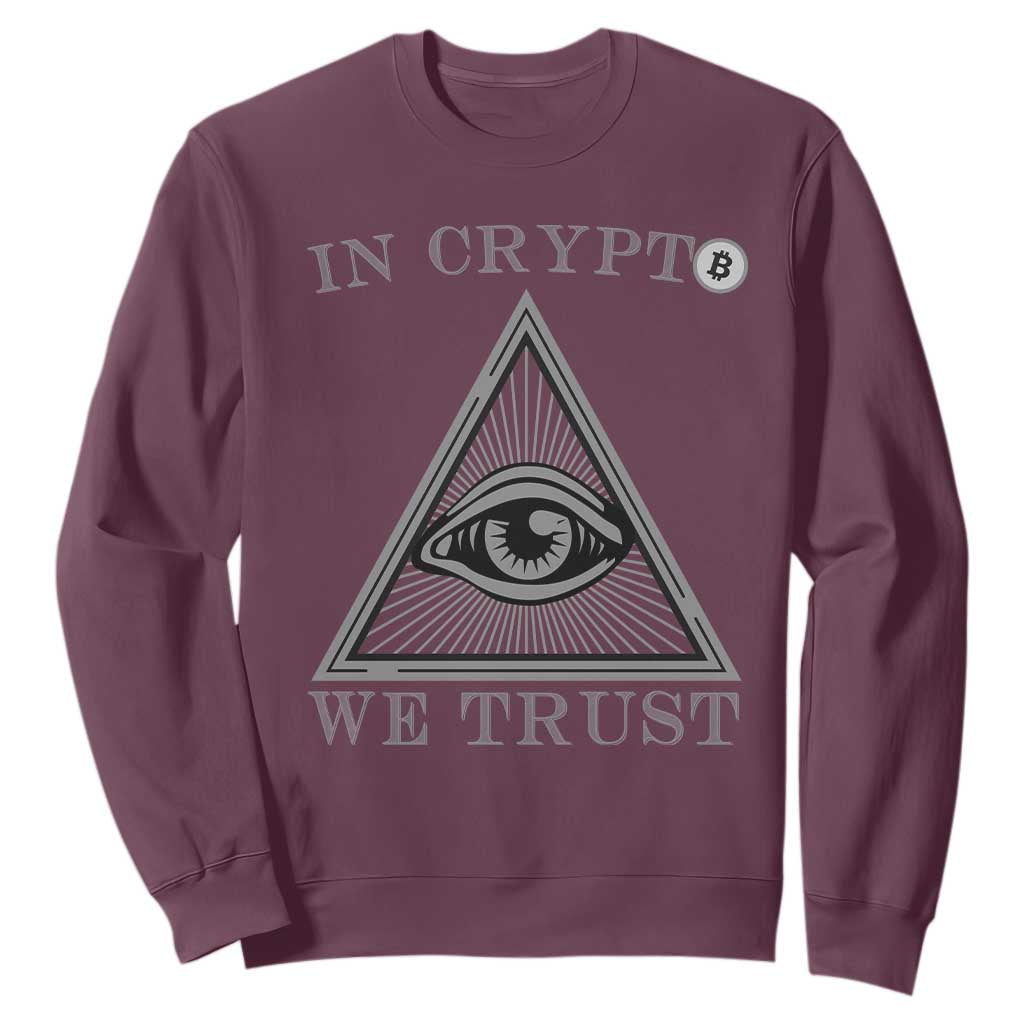 Funny Crypto Sweatshirt In Crypto We Trust Bitcoin Cryptocurrency TS02 Maroon Print Your Wear