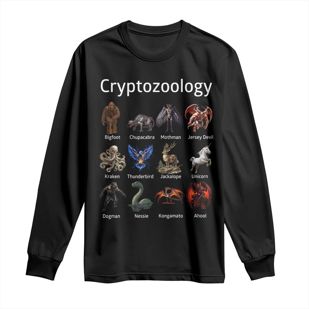 Cryptid Creatures Long Sleeve Shirt Cryptozoology Fantasy Mythical Monsters TS02 Black Print Your Wear