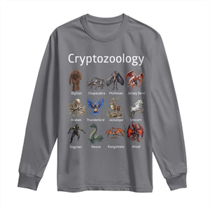 Cryptid Creatures Long Sleeve Shirt Cryptozoology Fantasy Mythical Monsters TS02 Charcoal Print Your Wear