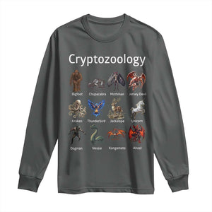 Cryptid Creatures Long Sleeve Shirt Cryptozoology Fantasy Mythical Monsters TS02 Dark Heather Print Your Wear