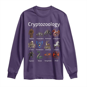 Cryptid Creatures Long Sleeve Shirt Cryptozoology Fantasy Mythical Monsters TS02 Purple Print Your Wear