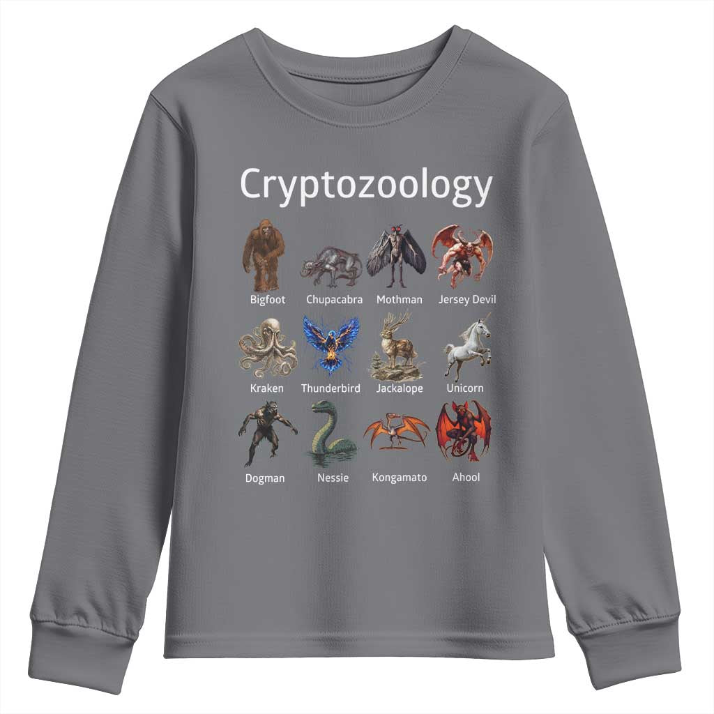 Cryptid Creatures Youth Sweatshirt Cryptozoology Fantasy Mythical Monsters TS02 Charcoal Print Your Wear