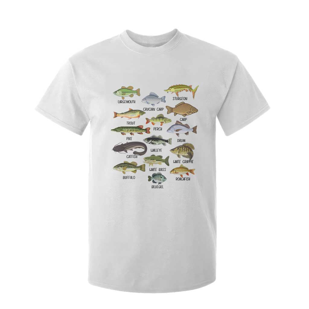 Freshwater Fish Species T Shirt For Kid Funny Fishing Types Fisherman Dad TS02 White Print Your Wear
