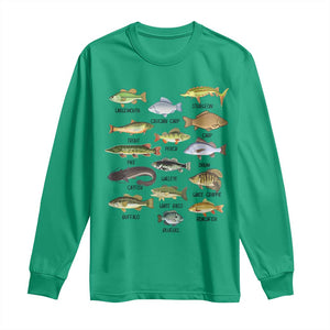 Freshwater Fish Species Long Sleeve Shirt Funny Fishing Types Fisherman Dad TS02 Irish Green Print Your Wear