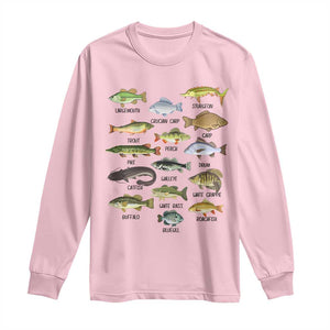 Freshwater Fish Species Long Sleeve Shirt Funny Fishing Types Fisherman Dad TS02 Light Pink Print Your Wear