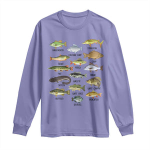 Freshwater Fish Species Long Sleeve Shirt Funny Fishing Types Fisherman Dad TS02 Violet Print Your Wear