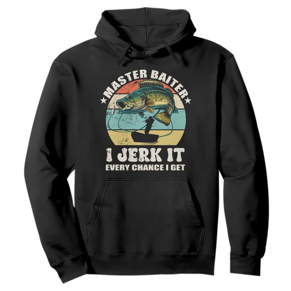 Funny Fishing Master-Baiter Hoodie Kayak Fishing Dad Grandpa Bass Fish Adult Humor TS02 Black Print Your Wear