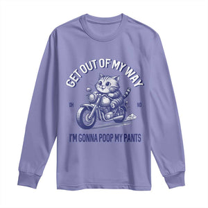 Funny Cat Meme Long Sleeve Shirt Get Out of My Way Gonna Poop My Pants Adult Humor Meme TS02 Violet Print Your Wear