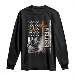 American Welder Long Sleeve Shirt Welding USA Flag Christian Cross TS02 Black Print Your Wear