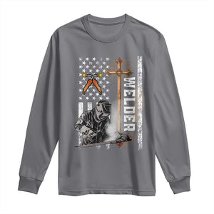 American Welder Long Sleeve Shirt Welding USA Flag Christian Cross TS02 Charcoal Print Your Wear