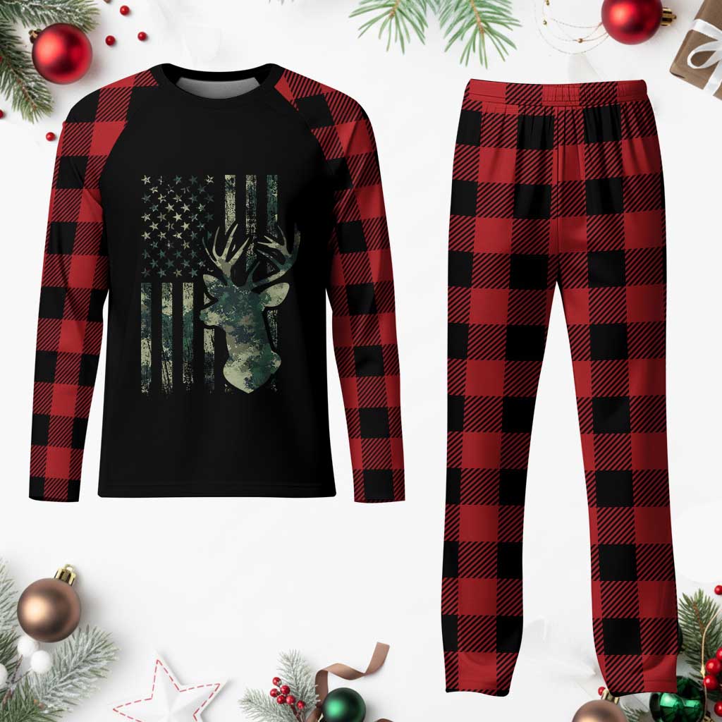 Deer Hunting Camouflage Plaid Pajama Set Camo US Flag TS02 Buffalo Plaid Print Your Wear