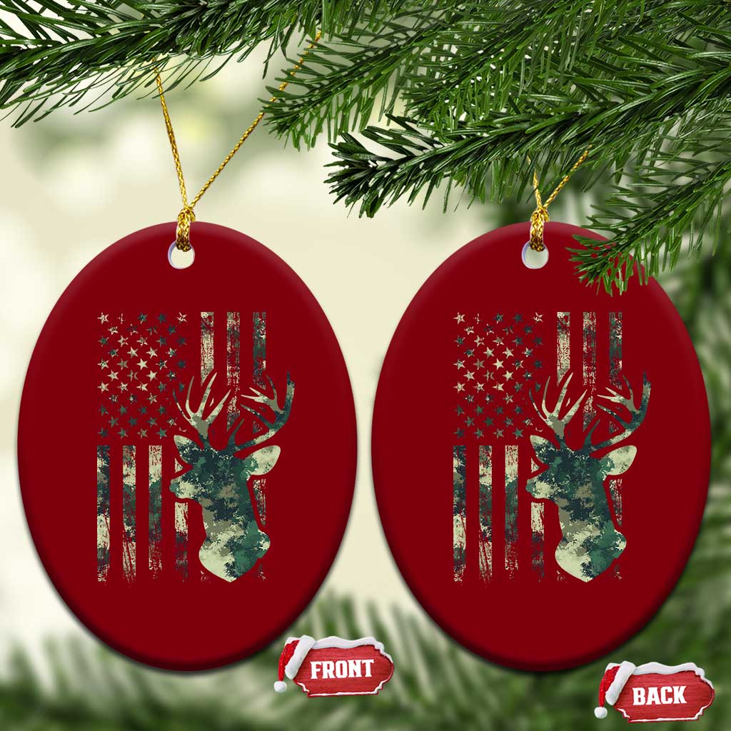 Deer Hunting Camouflage Ceramic Ornament Camo US Flag TS02 Print Your Wear
