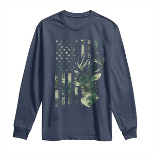 Deer Hunting Camouflage Long Sleeve Shirt Camo US Flag TS02 Navy Print Your Wear