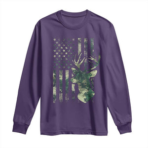 Deer Hunting Camouflage Long Sleeve Shirt Camo US Flag TS02 Purple Print Your Wear