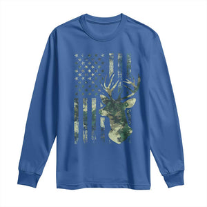 Deer Hunting Camouflage Long Sleeve Shirt Camo US Flag TS02 Royal Blue Print Your Wear