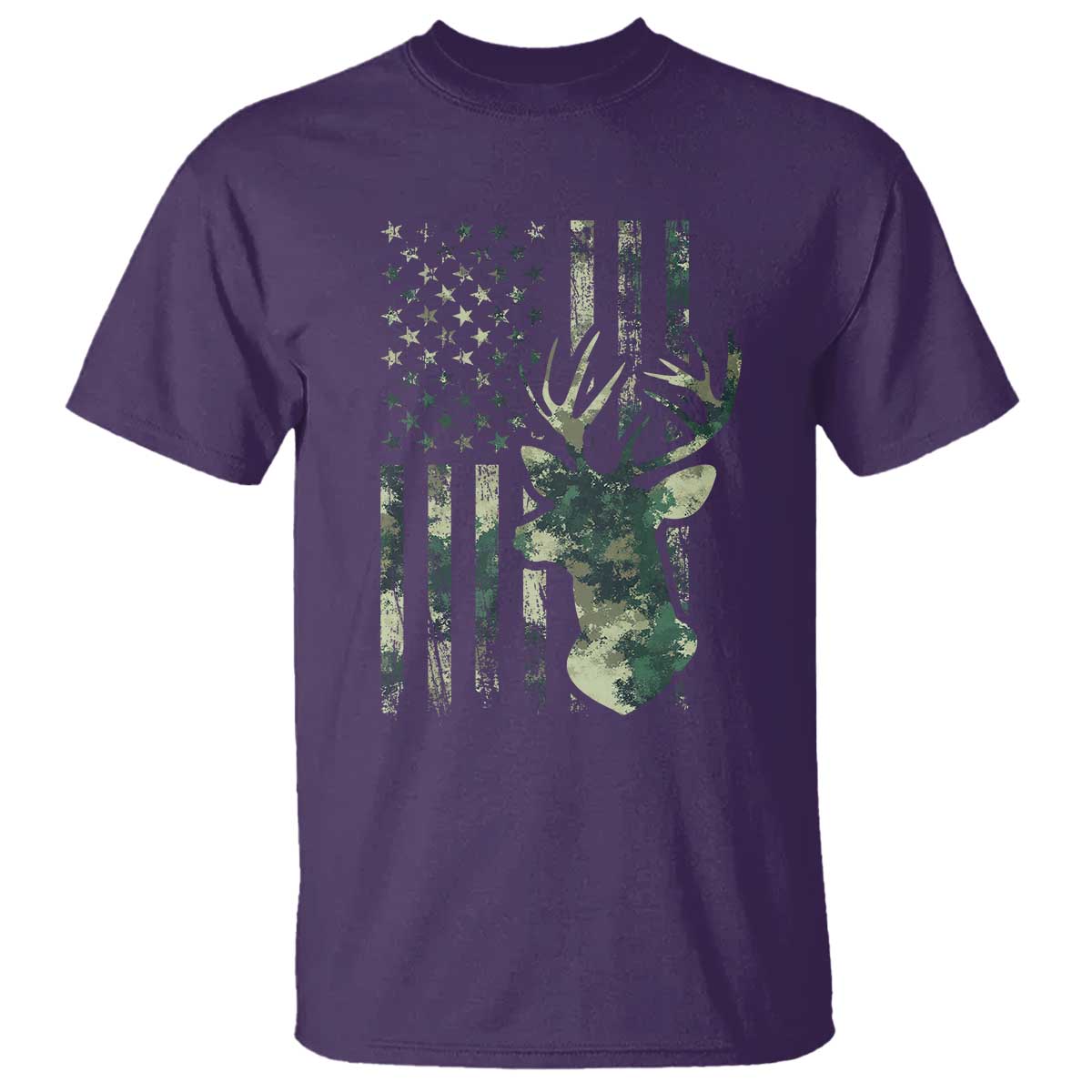 Deer Hunting Camouflage T Shirt Camo US Flag TS02 Purple Print Your Wear