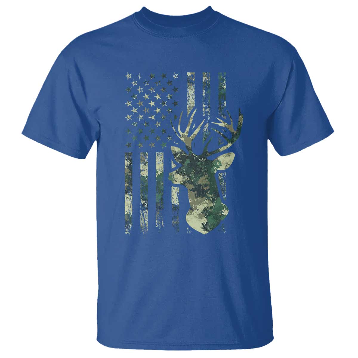 Deer Hunting Camouflage T Shirt Camo US Flag TS02 Royal Blue Print Your Wear