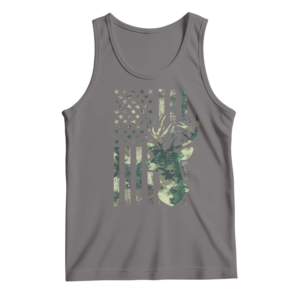 Deer Hunting Camouflage Tank Top Camo US Flag TS02 Deep Heather Print Your Wear