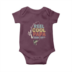Fishing Dad Baby Onesie Reel Cool Papa Retro Vintage TS02 Maroon Print Your Wear