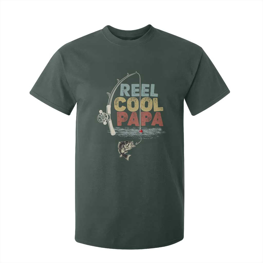 Fishing Dad T Shirt For Kid Reel Cool Papa Retro Vintage TS02 Dark Forest Green Print Your Wear