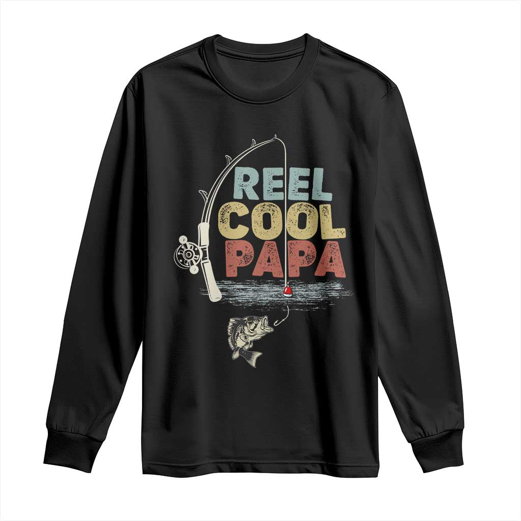 Fishing Dad Long Sleeve Shirt Reel Cool Papa Retro Vintage TS02 Black Print Your Wear