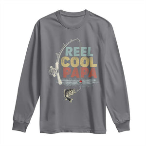 Fishing Dad Long Sleeve Shirt Reel Cool Papa Retro Vintage TS02 Charcoal Print Your Wear