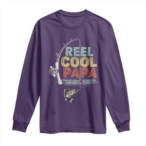 Fishing Dad Long Sleeve Shirt Reel Cool Papa Retro Vintage TS02 Purple Print Your Wear