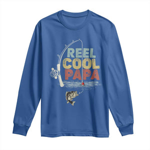 Fishing Dad Long Sleeve Shirt Reel Cool Papa Retro Vintage TS02 Royal Blue Print Your Wear